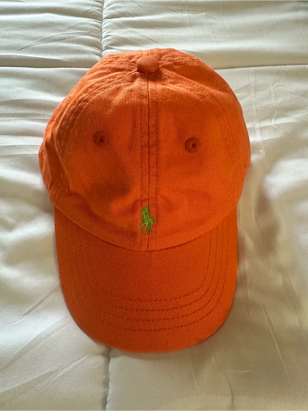 Polo by Ralph Lauren Orange Cotton Cap with Green Pony Logo